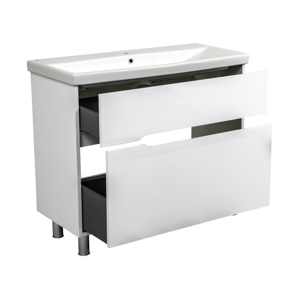 Тумба на ножках Aqua Rodos Сидней 100 белый глянец с умывальником