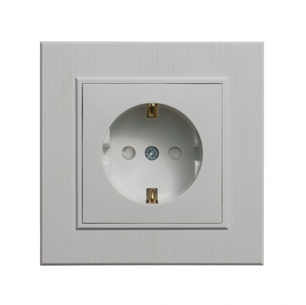 Механізм розетки із заземленням Makel Karea зі шторками IP20 білий 57001058