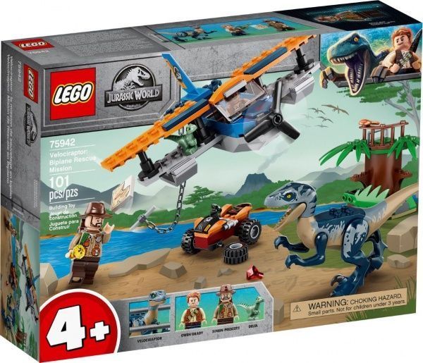 Конструктор LEGO Jurassic World Велоцираптор: спасение на биплане 75942