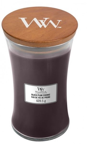 Свеча ароматическая Large Black Plum Cognac 609г Woodwick