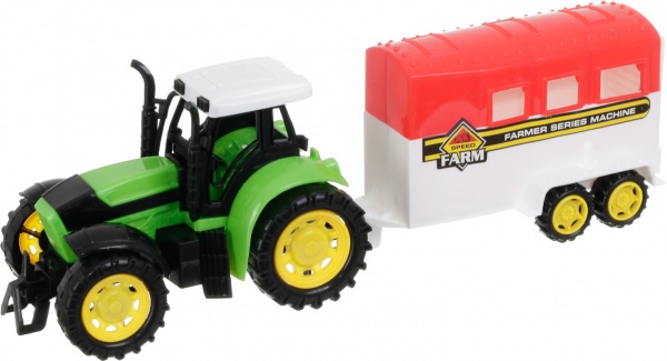 Игровой набор Shantou х9 шт. фермерский трактор с прицепом и фигурками зеленый JY238798