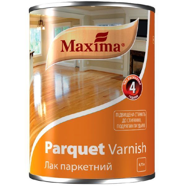 Лак високоякісний паркетний Maxima глянець 0.75 л безбарвний