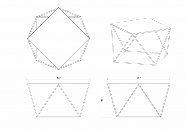 Стол журнальный Локка черный/белый 600x600x450мм Aqua Rodos 
