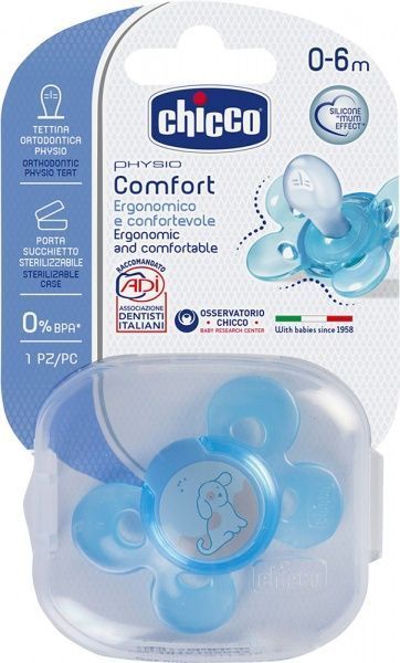 Пустышка Chicco Пустышка Physio Comfort силиконовая голубая
