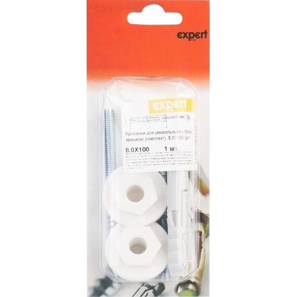 Кріплення для умивальника з білою кришкою 8x100 мм EXPERT FIX