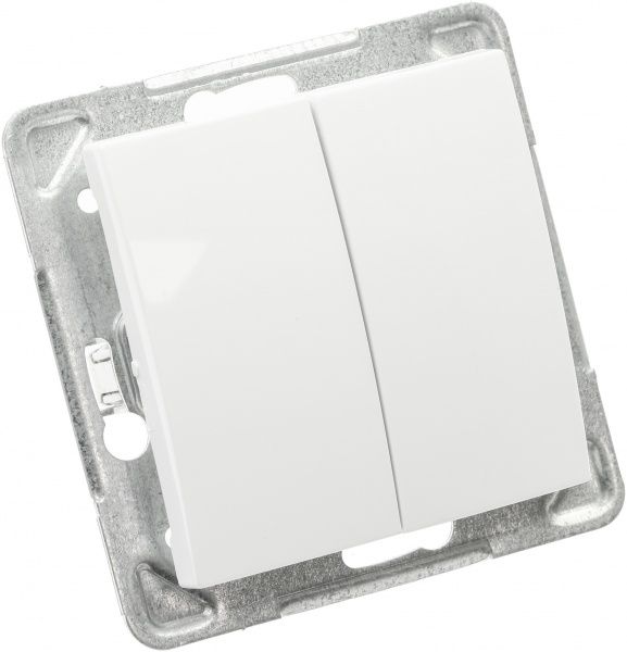 Выключатель двухклавишный Ospel Impresja без подсветки 16 А 250В IP20 белый