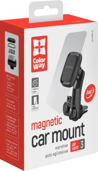 Автотримач для телефона магнітний ColorWay Air Vent-3 CW-CHM07-GR сірий
