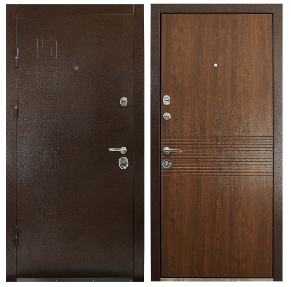 Двері вхідні Міністерство дверей КУ-Орнамент дуб темний 2050x960 мм ліві