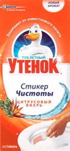 Средство Туалетный утенок Стикер чистоты Цитрусовый Вихрь 
