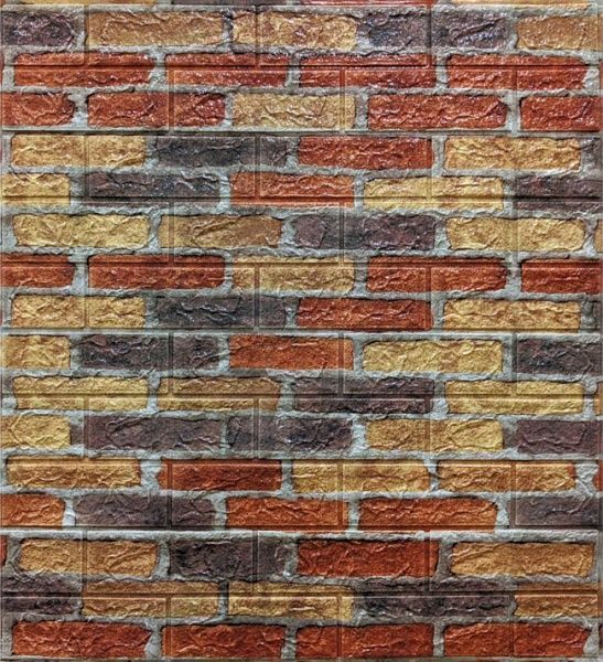 3D Панелі ПВХ самоклеюча цегла мікс червоний і жовтий 0,539 кв.м