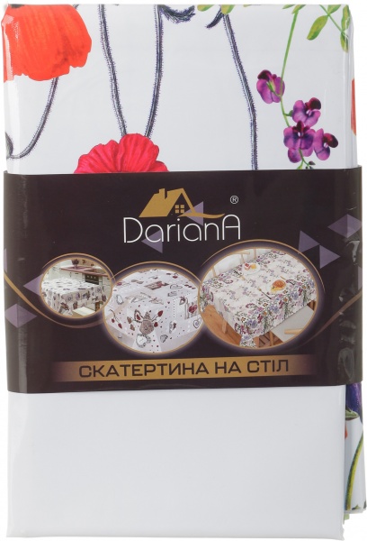 Скатерть Маки 137x240 см белый с рисунком Даріана 