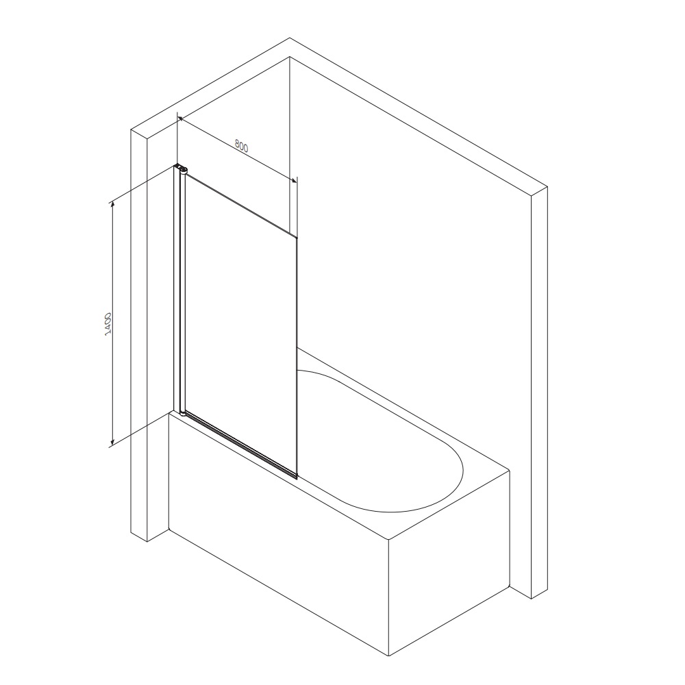 Шторка для ванни AM.PM Gem W90UBS-D080-140BT, поворотна