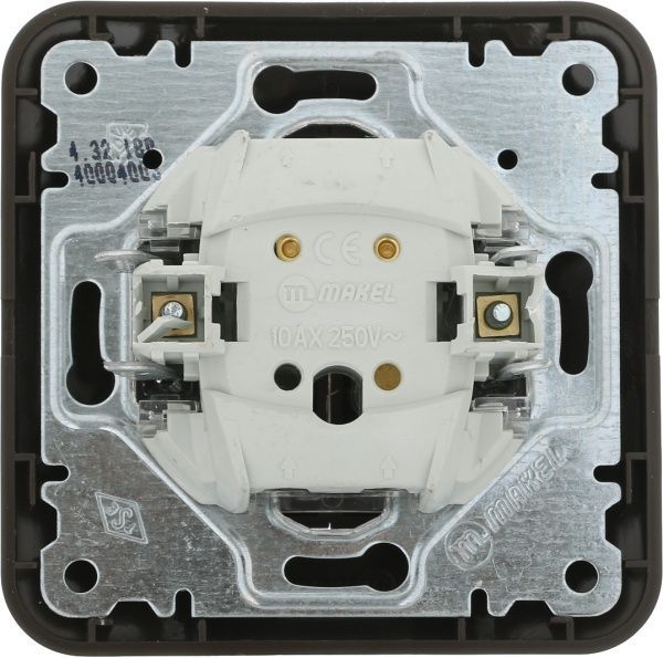 Вимикач двоклавішний Makel Lillium Natural без підсвітки 10 А 250В коричневий