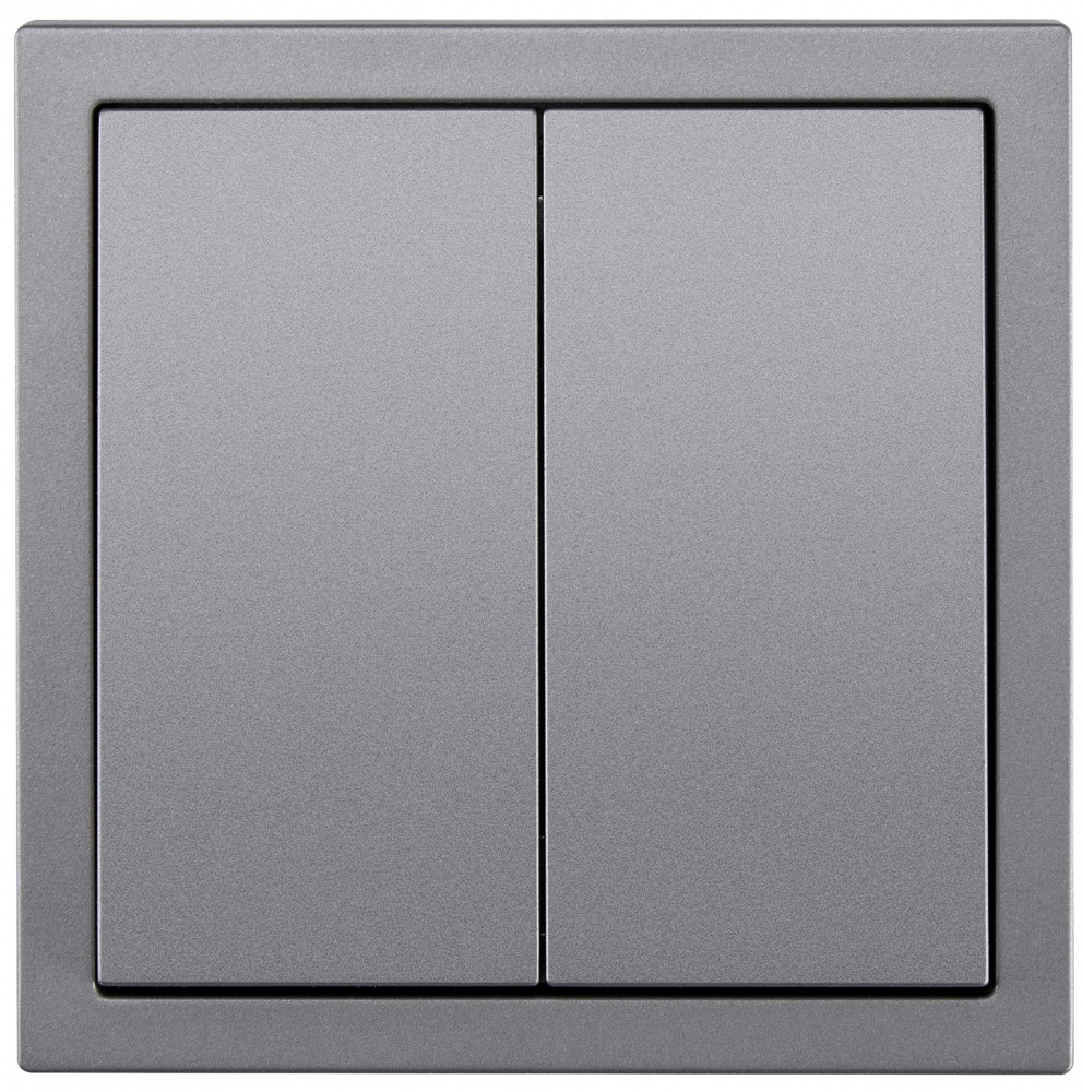 Механизм выключателя двухклавишный HausMark Juna без подсветки серый 7041-3588-101QC