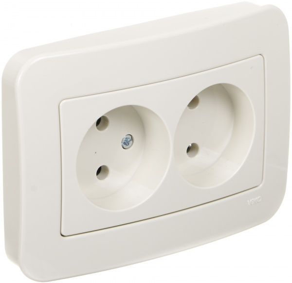 Розетка подвійна без заземлення Viko Rollina без шторок без кришки крем 90421055