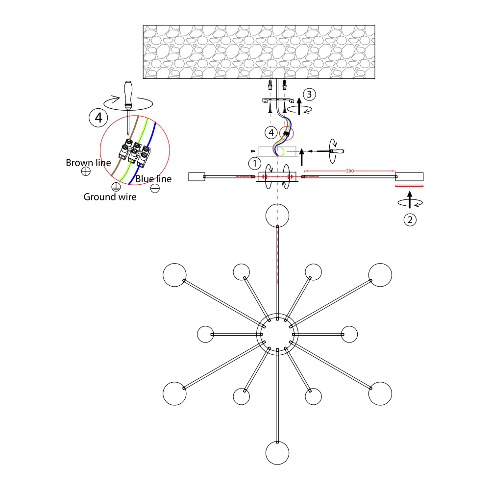 Люстра Miorro LED Foresta 12x6,3 Вт LED-модуль чорний 51-313-004