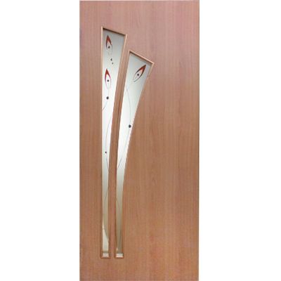 Дверь межкомнатная Пальма 70 см ольха стекло с рисунком