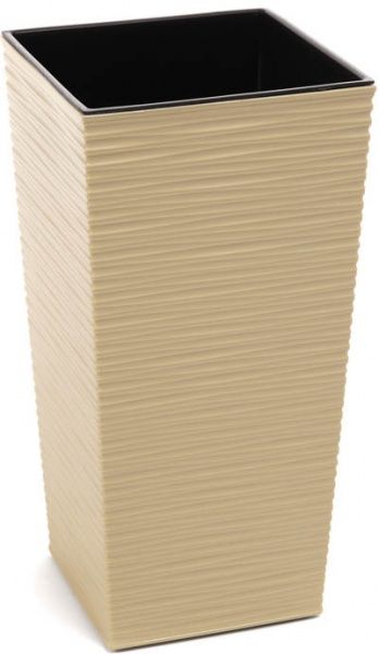 Горшок пластиковый Lamela Финезия 250 с вкладом долото-капучино квадратный 11,3л капучино 