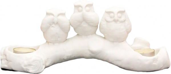 Подсвечник Три совы на ветке 20,2x7,3x9,3 см 444250 