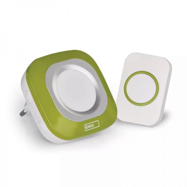Дзвінок бездротовий в розетку Emos білий із зеленим P5733G