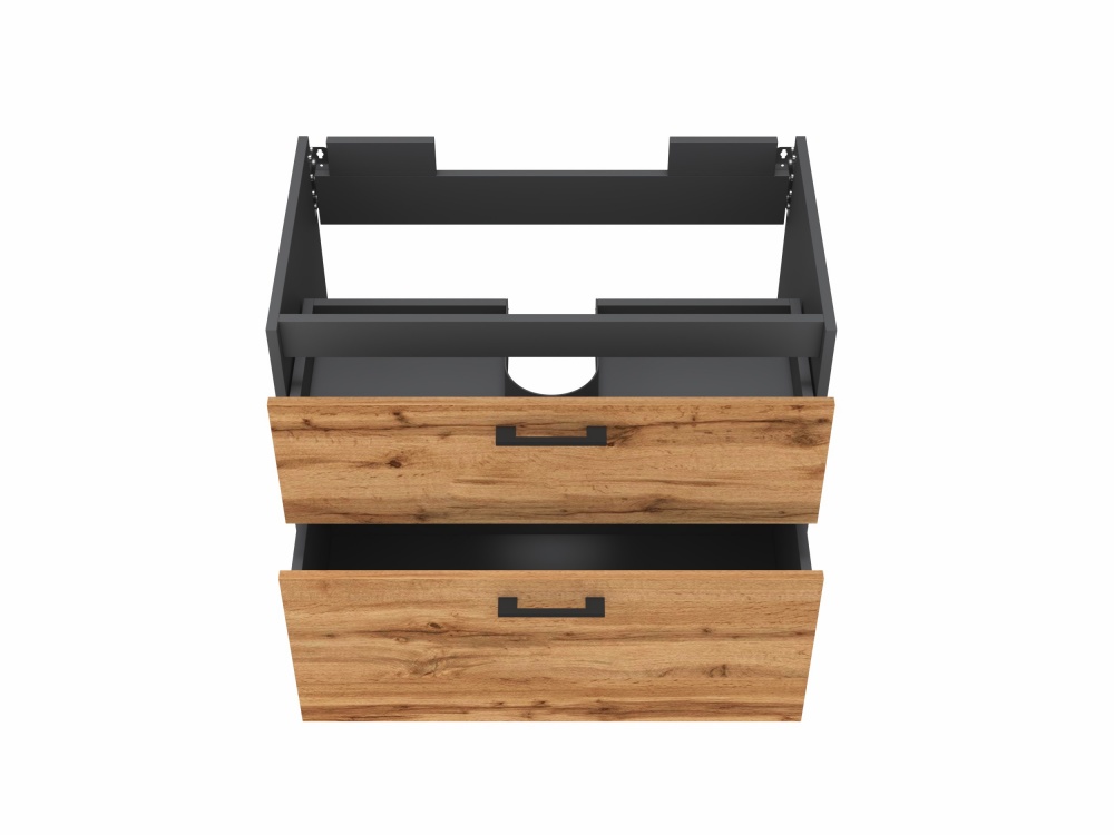 Тумба ЮВЕНТА Afina 80 см антрацит + Дуб Вотан под столешницу или умывальник Piedra 80