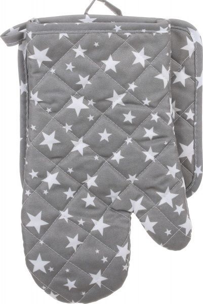 Набір кухонний Прихватка та рукавиця Зірки на сірому біло-сірий 