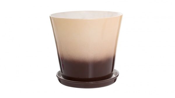 Горщик керамічний Керамол Євро 6 (Гламур) круглий 7 л бежево-коричневий 