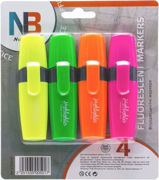 Набор текстовых маркеров Nota Bene 4 шт. разноцветный 