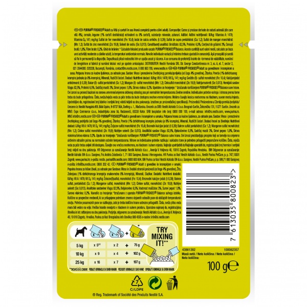 Корм влажный для всех пород Friskies с говядиной и картофелем (кусочки в соусе) 100 г