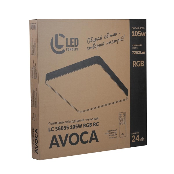 Світильник стельовий LED CONCEPT AVOCA LC S6055 105 Вт чорний 2800-6000-RGB К 