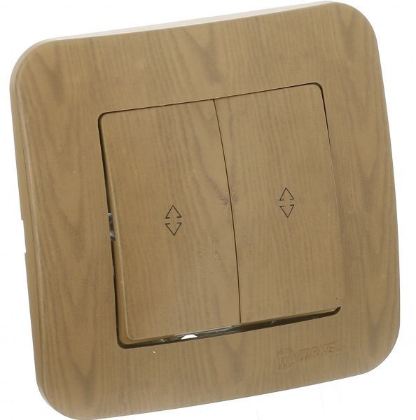 Вимикач прохідний двоклавішний Makel Lillium Natural без підсвітки 10 А 250В дуб