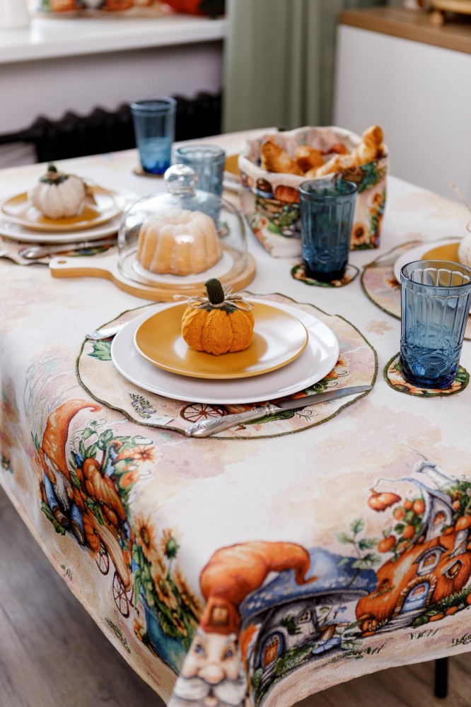 Серветка декоративна Прованс Гарбузові гноми d35 35x35 см