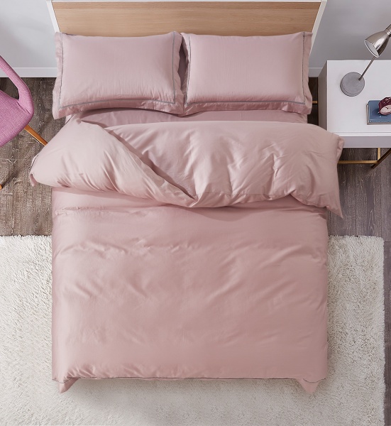 Комплект постільної білизни Solid сімейний рожевий La Nuit 