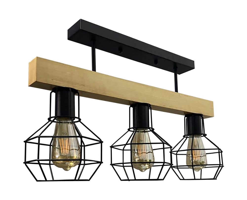 Люстра потолочная Геотон Крона 0550-3П 3x40 Вт E27 черный/дерево 49687