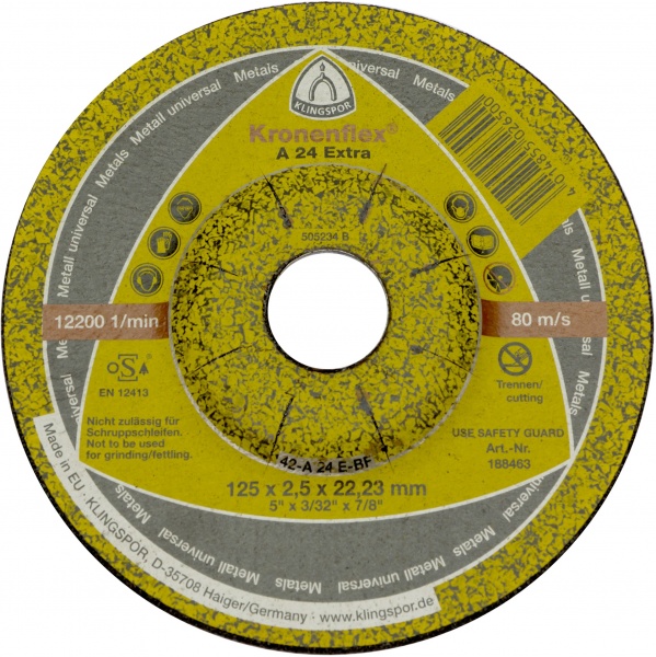 Круг отрезной Klingspor Kronenflex A 24 Extra 125х2,5х22,2 мм