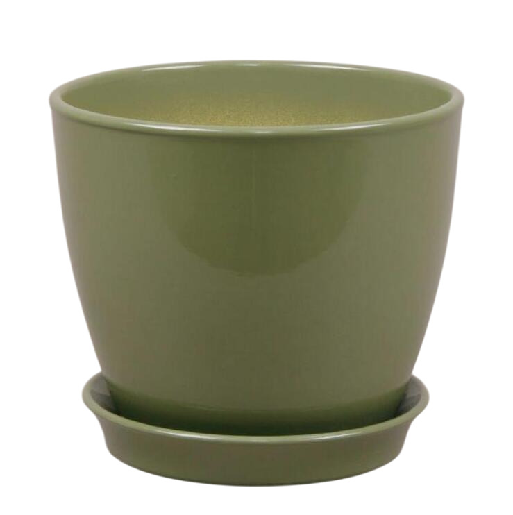 Горшок керамика ВК круглый оливковый глянец 1 л Shynkar&KO