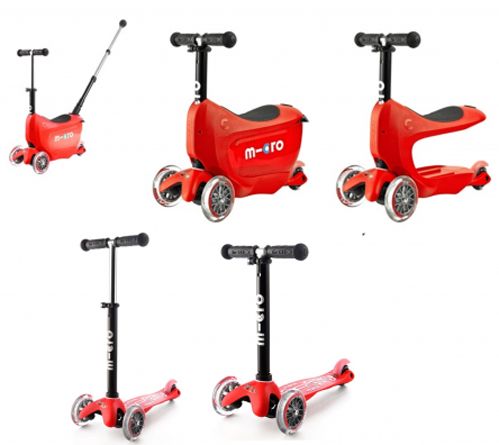 Самокат-беговел Micro Mobillity Systems Mini Micro 2go deluxe red plus красно-черный MMD032 