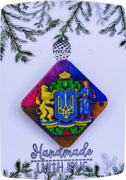 Брошь Лев и Воин разноцветный 