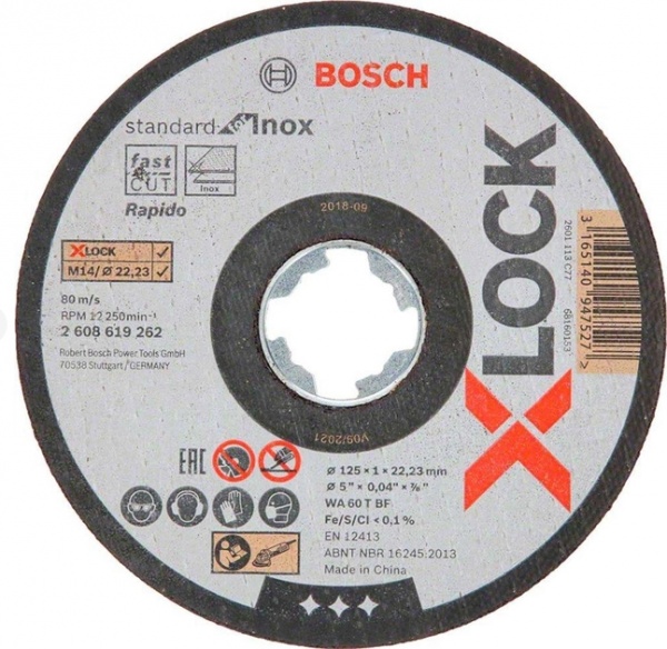 Круг відрізний Bosch X-Lock Standard for Inox 10 шт 125 x 1,0 x 22,23 мм 2608619267