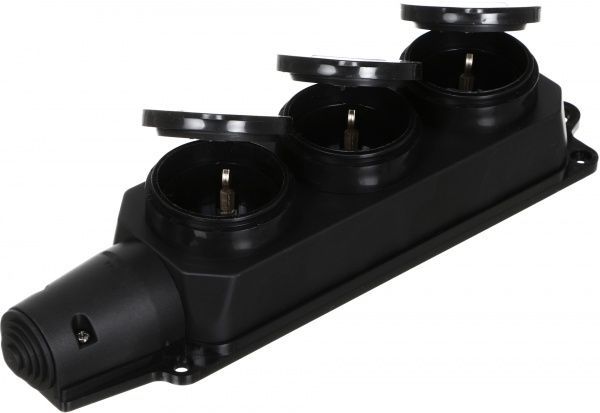 Колодка UP! (Underprice) с заземлением 3 гн. черный YK-403P-BK 