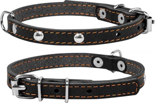 Ошейник Collar одинарный с украшениями 1,4х27-35 см черный