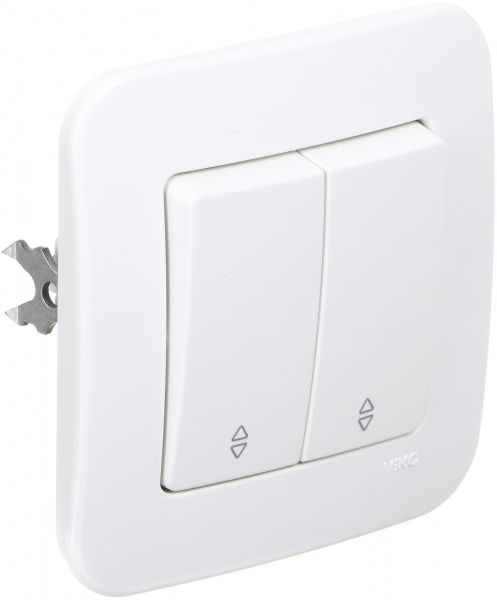 Переключатель проходной двухклавишный Viko Rollina без подсветки 10 А 250В белый 90420017