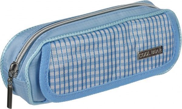 Пенал школьный с внешним карманом голубой