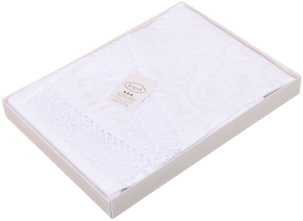 Скатерть с гипюром KDK 160x220 см белый Karna 
