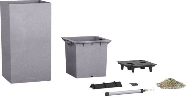 Вазон пластиковый Lechuza Canto Tower 30 квадратный 50,4л серый камень (13600) 