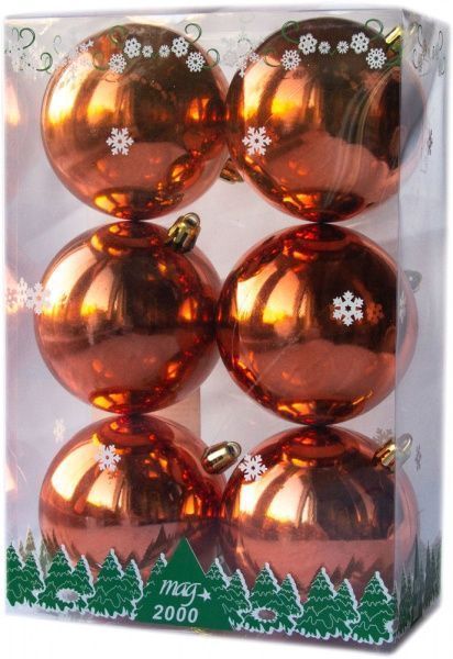 Набор игрушек шары глянцевый терракот Девилон d80 мм 6 шт./уп. 