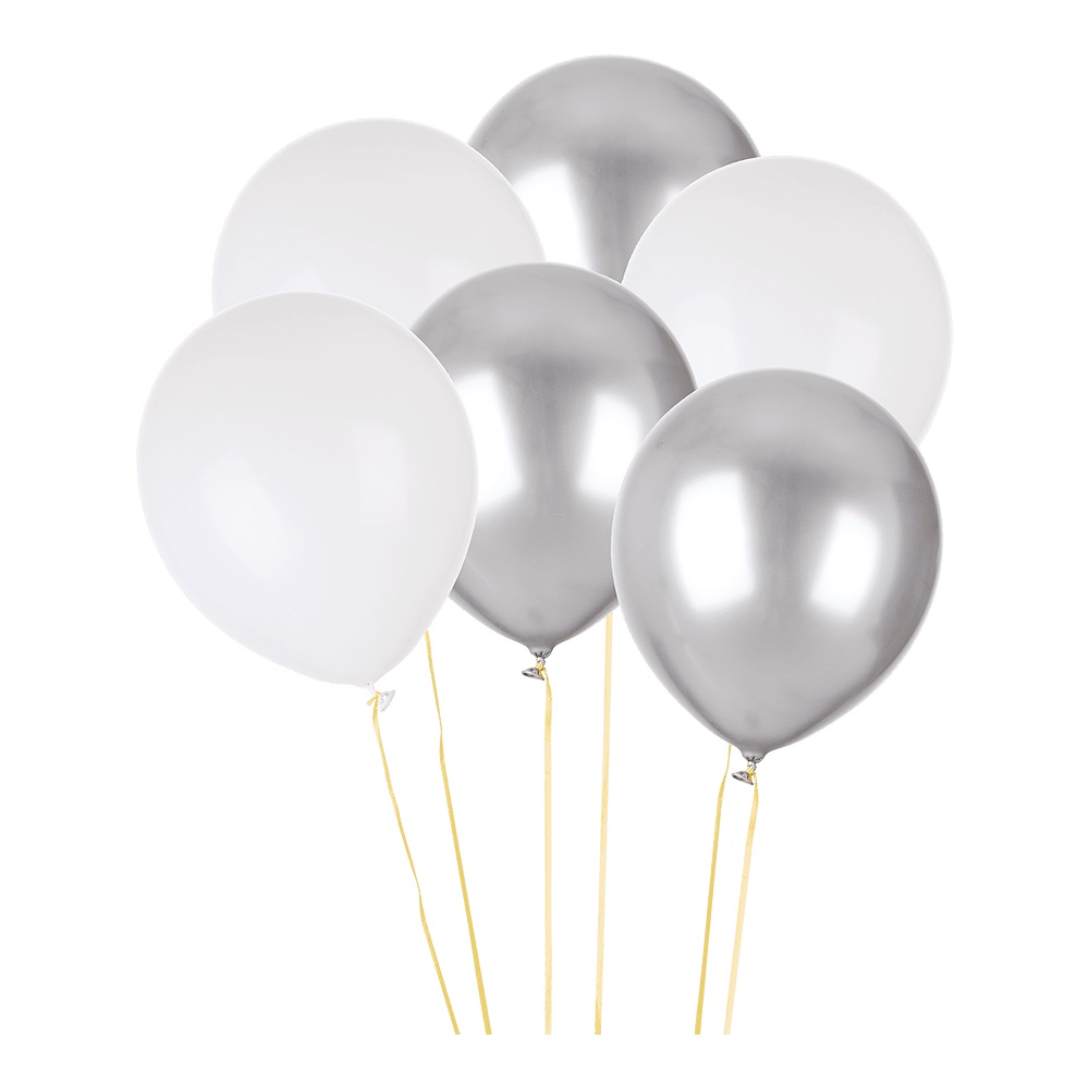 Кульки латексні Party 30 см білий/срібло 14 шт.