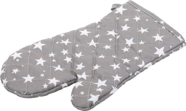 Набір кухонний Прихватка та рукавиця Зірки на сірому біло-сірий 
