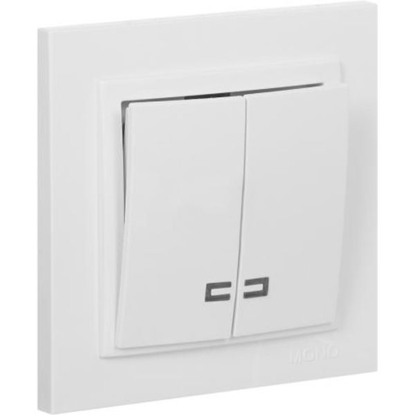 Выключатель двухклавишный Mono Despina с подсветкой 10 А 250В белый 102-190025-103