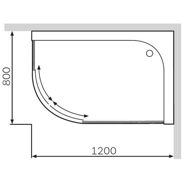 Піддон душовий AM.PM для душового куточка BLISS Twin Slide правосторонній 120 W56T-302R120W